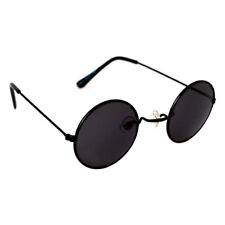 Oversized Round Circle Black Lens Style Sunglasses Leon Hippy Lennon Fancy Dress
