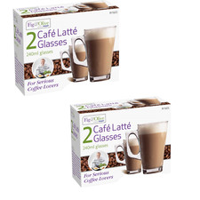 Latte Glasses 240 ml Hot Tea Coffee Mugs Cups Tassimo Gusto Nespresso Bosch x 4