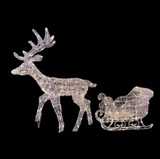 Reindeer & Sleigh 3in1 Acrylic LED 3D Outdoor Christmas Xmas - Ex Display Boxed