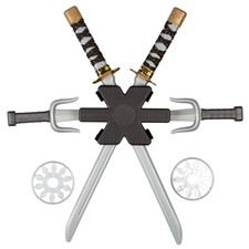 Child's 7pc Ninja Set Double Sword Samurai Warrior Weapon Assassin Fancy Dress