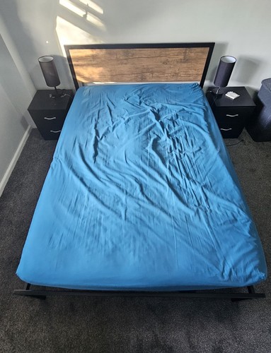 Double bed metal black frame - double,
