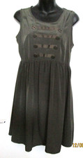 KHAKI GREEN MILITARY STYLE DRESS SIZE 12 HAS NAUTICAL BUTTONS
