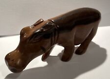 Vintage Hippo Hippopotamus Hand Carved Wooden Sculpture Ornament Figurine Animal