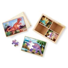 Dinosaurs 4-in-1 Wooden Jigsaw Puzzles in a Storage Box Melissa & Doug