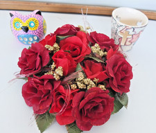 Christmas Decorations: Red garland, Tree baubles, Angel, Tea lights