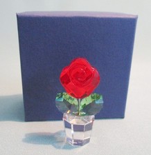 Swarovski Crystal Red Flower in Pot + Orig Box and Packaging - Made in Austria