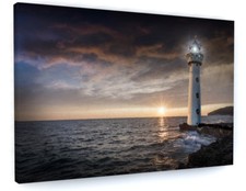 STUNNING LIGHTHOUSE SEASCAPE SUNSET CANVAS PICTURE PRINT WALL ART 