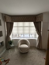 Padded Box Window Pelmet covered In Linen Fabric