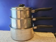 Prestige Stainless Steel Copper Bottom Saucepans, 19-21-23cm with lids