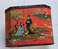 Antique Oriental Design Octagonal Biscuit/Tea Decorative Tin Size: 15x10x12 cm