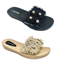 WOMENS DIAMANTE FLOWER FLIP