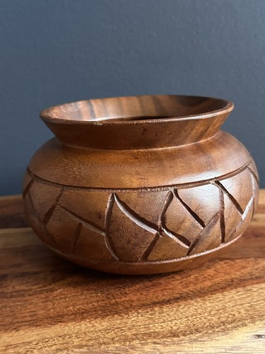 Vintage wood pot planter - wood,