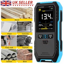 Digital Moisture Meter for Wood Plaster Brick 4 Modes w/ Data Storage Flashlight