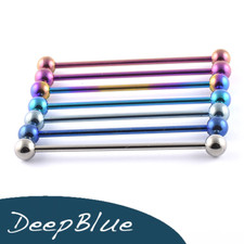 TITANIUM Scaffold industrial ear Bar plain polished or colours  32-40mm barbell