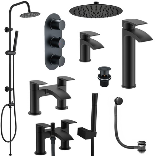 Matt black modern round - black,