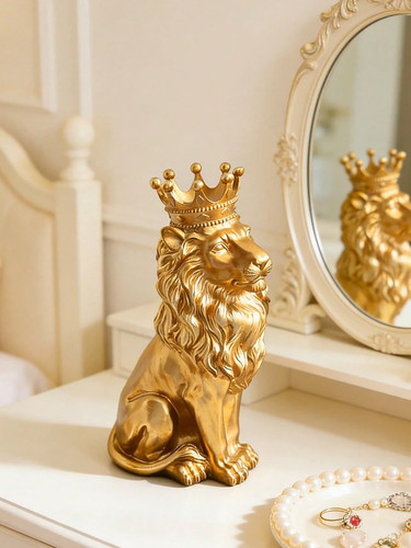 Luxury resin crown lion statue - resin,