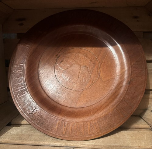 Aged wooden pear - pear, plate