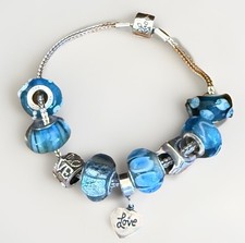 Rhona Sutton 925 silver beaded & charm bracelet 