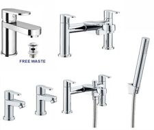 New Modern Chrome Bathroom Twin Tap Sets| Basin & Bath Taps with Shower & Waste