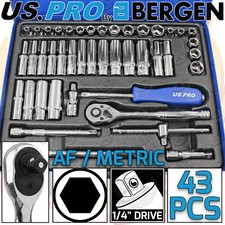 US PRO Socket Set 43pc 1/4"