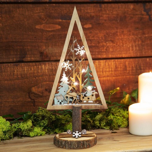 Wooden christmas tree with led - tree,