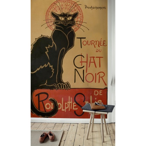 Chat noir removable art - noir, wall