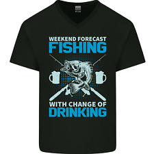 Fishing Forecast Funny Beer Fisherman Mens V-Neck Cotton T-Shirt