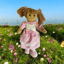 Traditional Rag Doll with Dark Blonde Hair in Pink Gingham Outfit