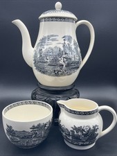 Wedgwood of Etruria & Barlaston Lugano Black - Tea/coffee Pot, Cream Jug & Sugar