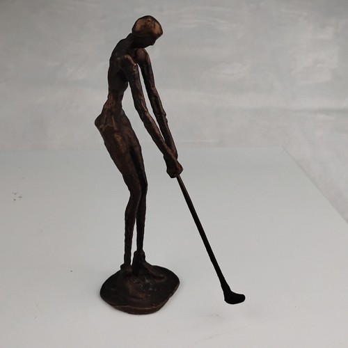 Bronze golfer figurine - bronze, 9"