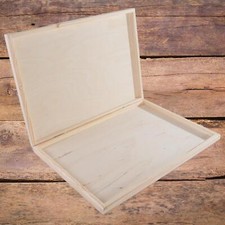 Plain Shallow Slim Wooden Box | 37x26.5x3 cm | Documents Presentation Gift Case