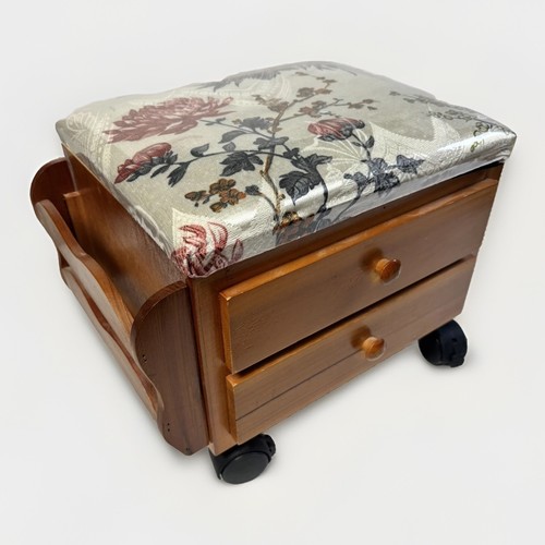 Floral wooden storage ottoman - floral,