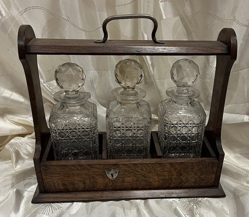Antique wooden oak decanter - wooden,