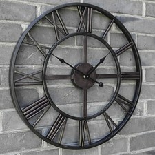 40CM Large Outdoor Garden Wall Clock Big Roman Numerals Giant Open Face Metal UK