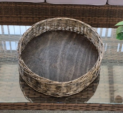 Large round wicker tray - round, with
