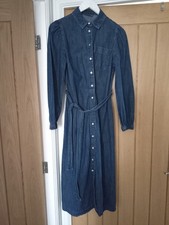 Ladies Denim Belted Midi Dress