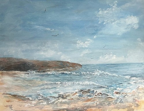 Blue tide original acrylic - blue,