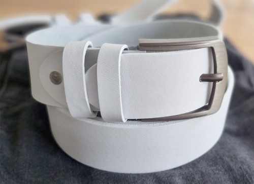 White men leather - white, belt