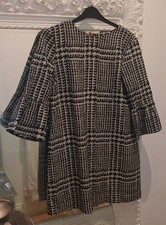 Women's Zara Dress Black & White Patterned Size L Party Wear Summer Clothing 