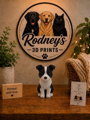 Printed border collie dog - border,
