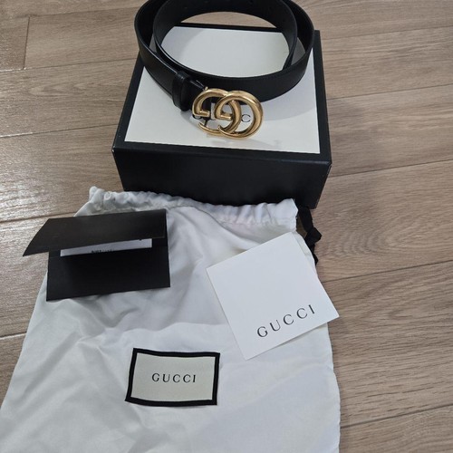 Gucci black leather belt - leather,
