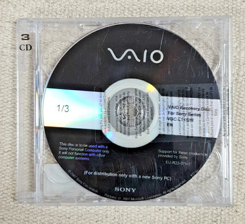 Sony vaio recovery disk - sony,