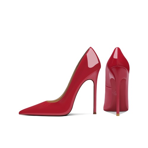Women patent pointed toe - toe, red