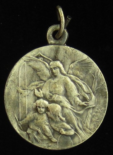 Vintage guardian angel medal - angel,