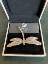 Genuine Swarovski Brooch boxed Dragonfly Crystal Gold - for Good Fortune & Love