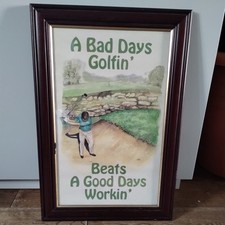 Framed Golf Picture Vintage - A Bad Days Golfin' Beats A Good Days Working 