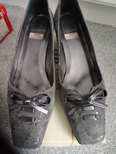 Women real suede court shoes light grey leather lined HB Espana size 8