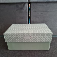 Ikea 'HYVENS' Decorative Green & White Geo Print Cardboard Storage Box 