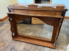 Stunning large solid oak mirror for sideboard / mantelpiece - carved, vintage