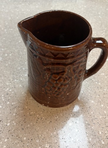 Antique brown stoneware grape - brown,